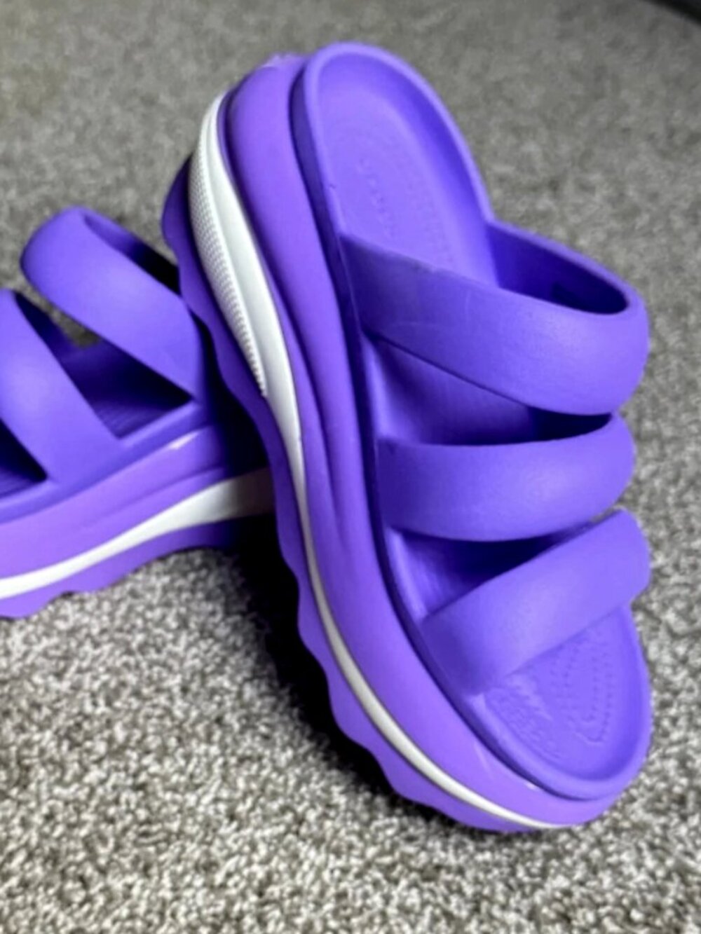 Crocs Mega Crush Triple Strap Platform Sandals Purple Galaxy Women's 8 Men's 6 - Picture 4 of 14